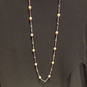 Monet Faux-Pearl Necklace with Silver Accents